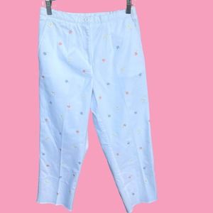 Drapers & Damons Pants Womens Size 8 White Embroidered Floral Cropped